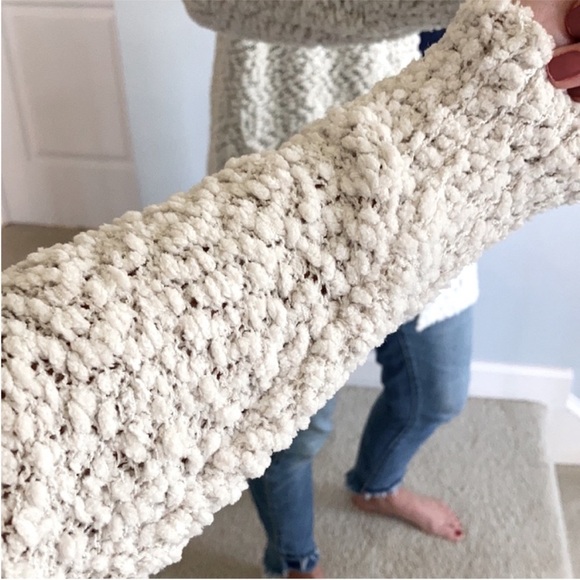 Off White Popcorn Texture Open Cardigan - Picture 8 of 9